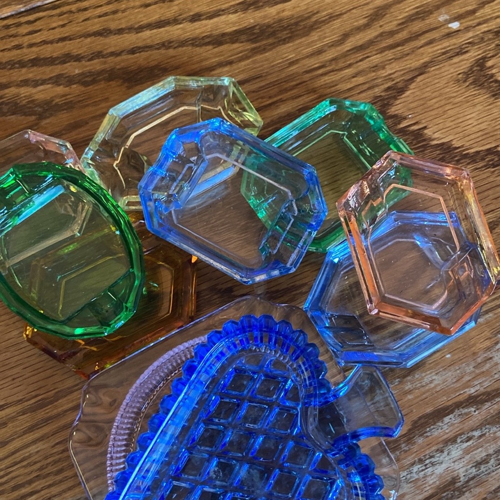 Colorful Glass VINTAGE vanity ashtrays